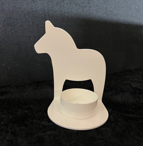 Dalahäst i plåt, värmeljus vit, svart