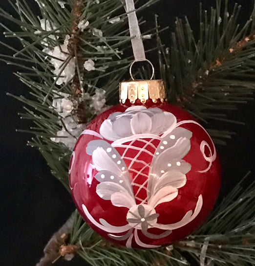 Julkula, handmålad i glas